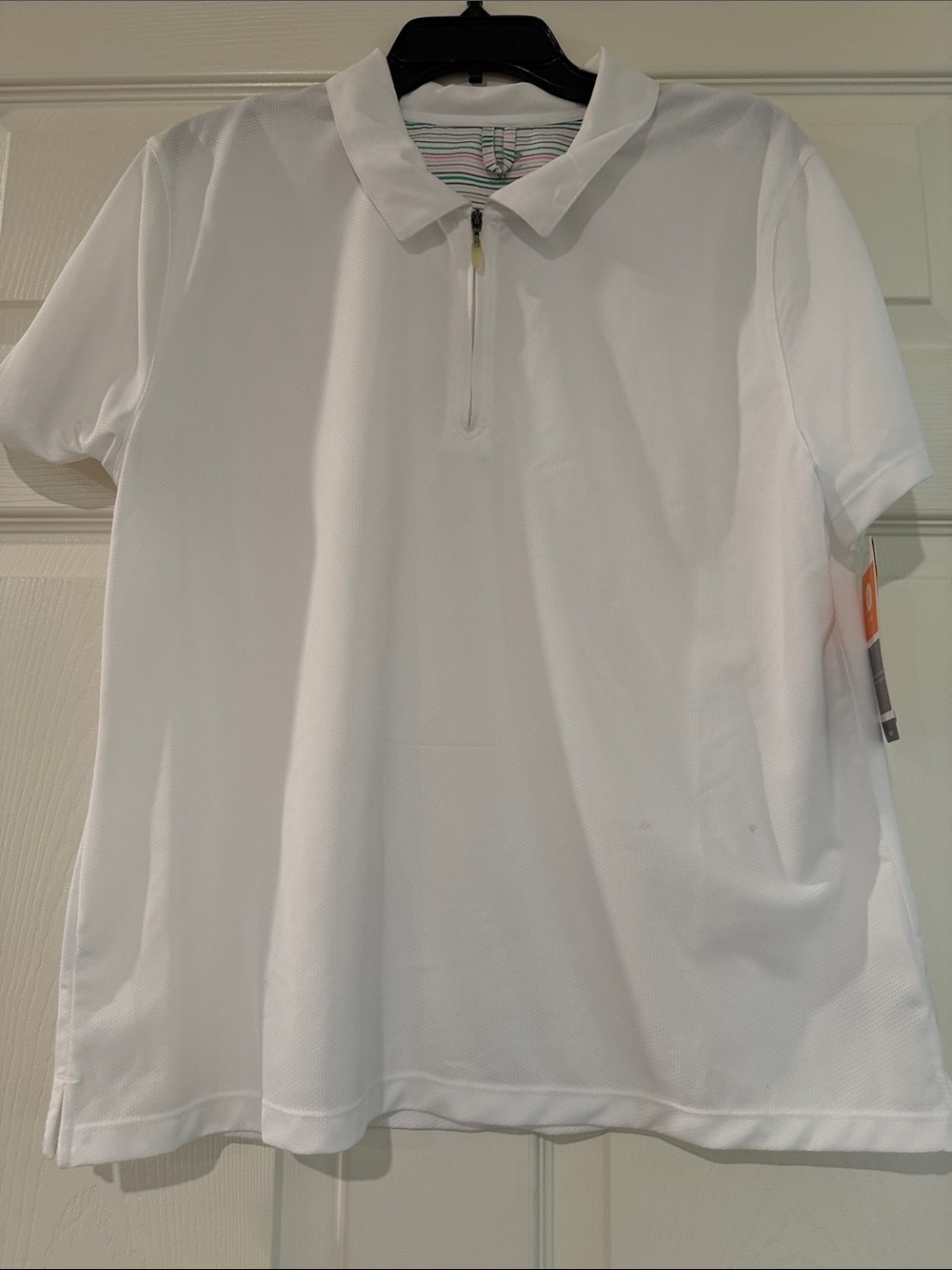 Champion Men's White Short-Sleeve Zip Polo